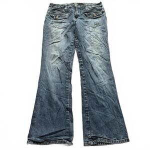 Y2K Junction West Bootcut Jeans Flap Pocket Stretch Denim Low Rise 14